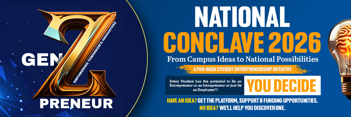 GenZpreneur National Conclave 2026 banner: From Campus Ideas to National Possibilities